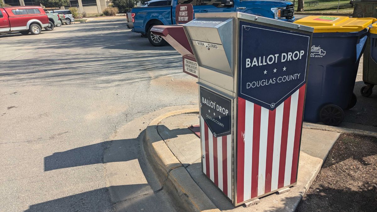 A ballot dropbox in Douglas County, Kansas