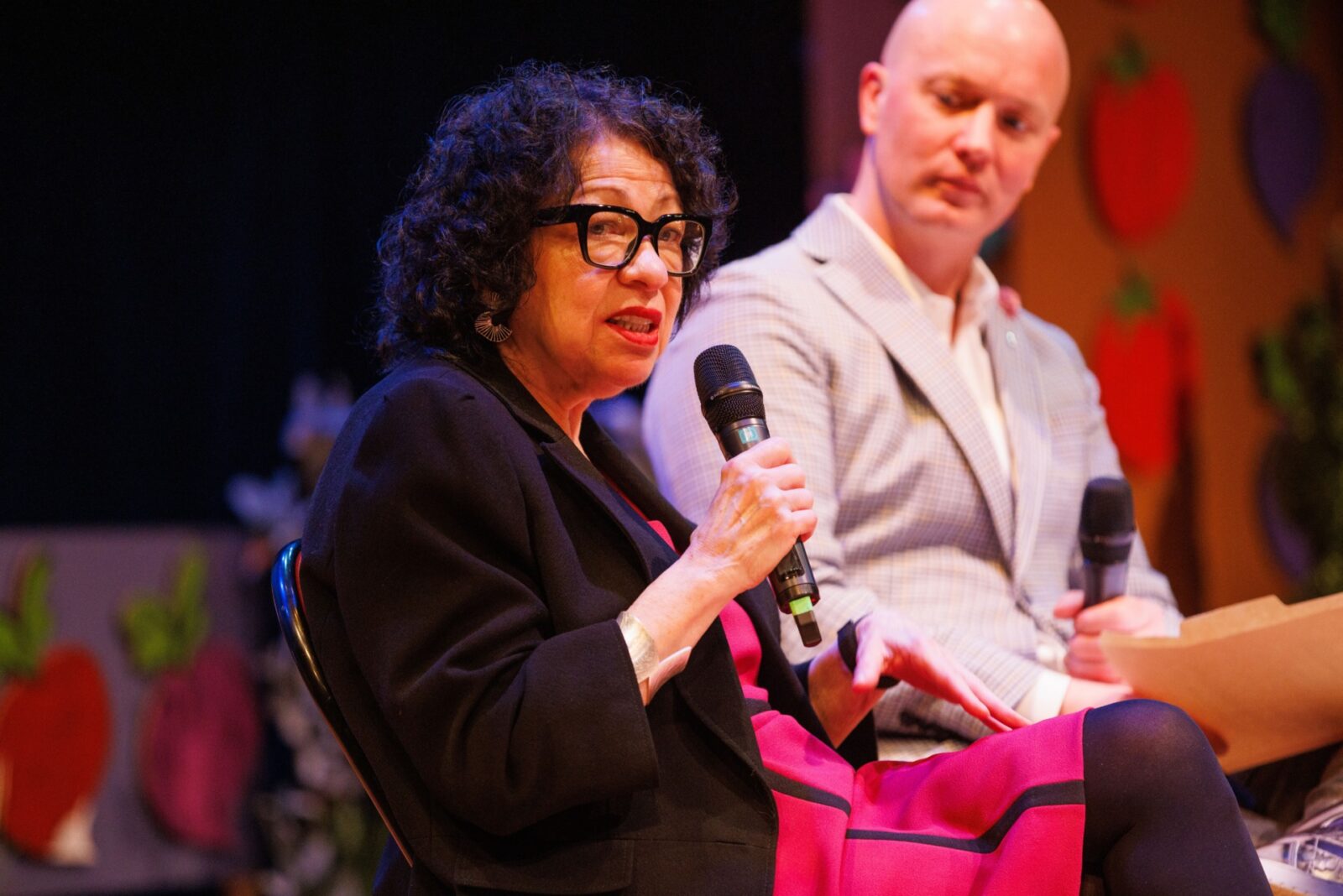 U.S. Supreme Court Justice Sonia Sotomayor answered a series of questions posed by The Coterie Theatre's Managing Director Jonathan Thomas. Sotomayor had just watched the world premiere of a play based on her children's book "Just Ask!" (Paul Andrews)