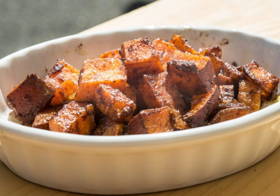 A plate of sweet potatoes.