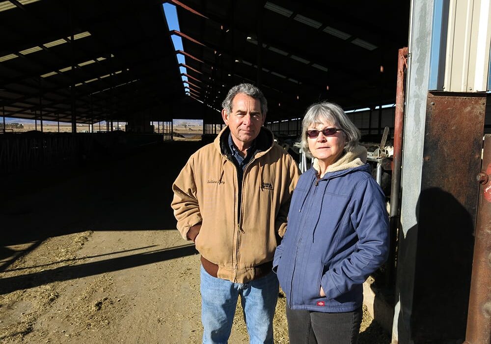 Dairy owners Jon Slutsky and Susan Moore have had trouble hiring enough employees to effectively run their dairy. (Photo: Luke Runyon/Harvest Public Media)
