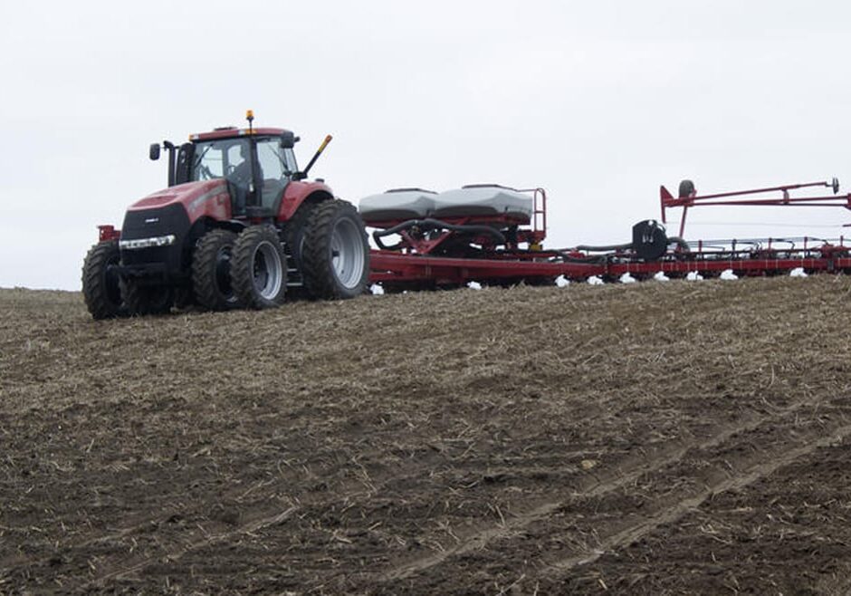 A tractor in a field