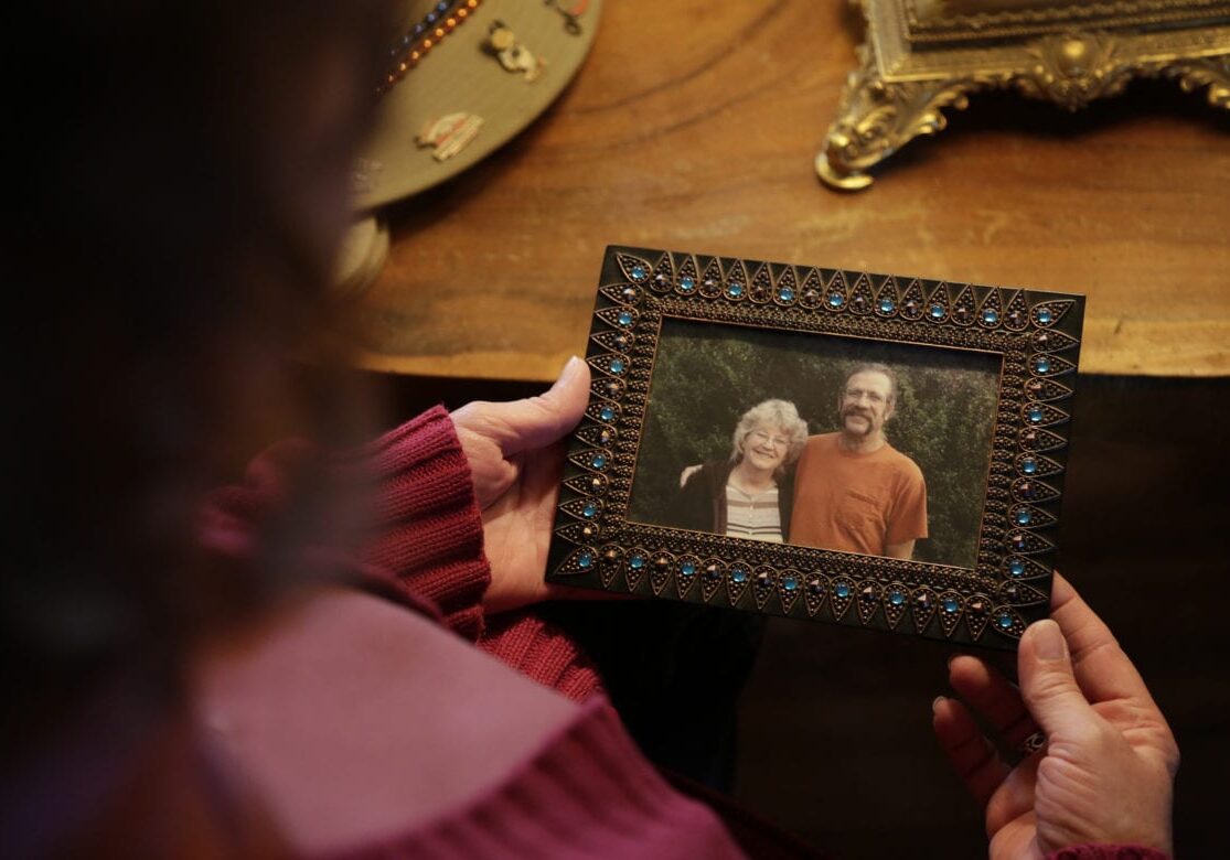A woman holding a picture
