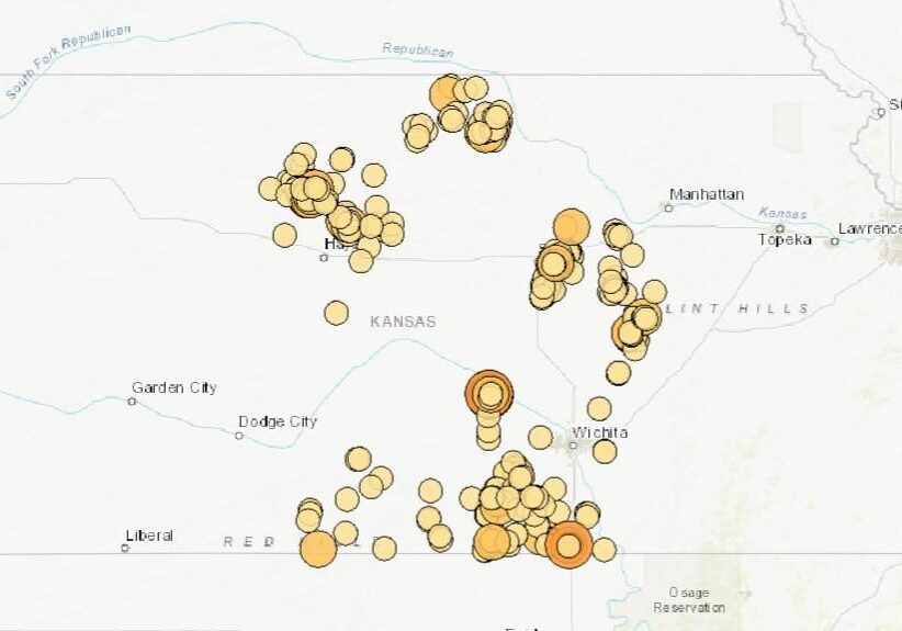 Kansas earthquake map