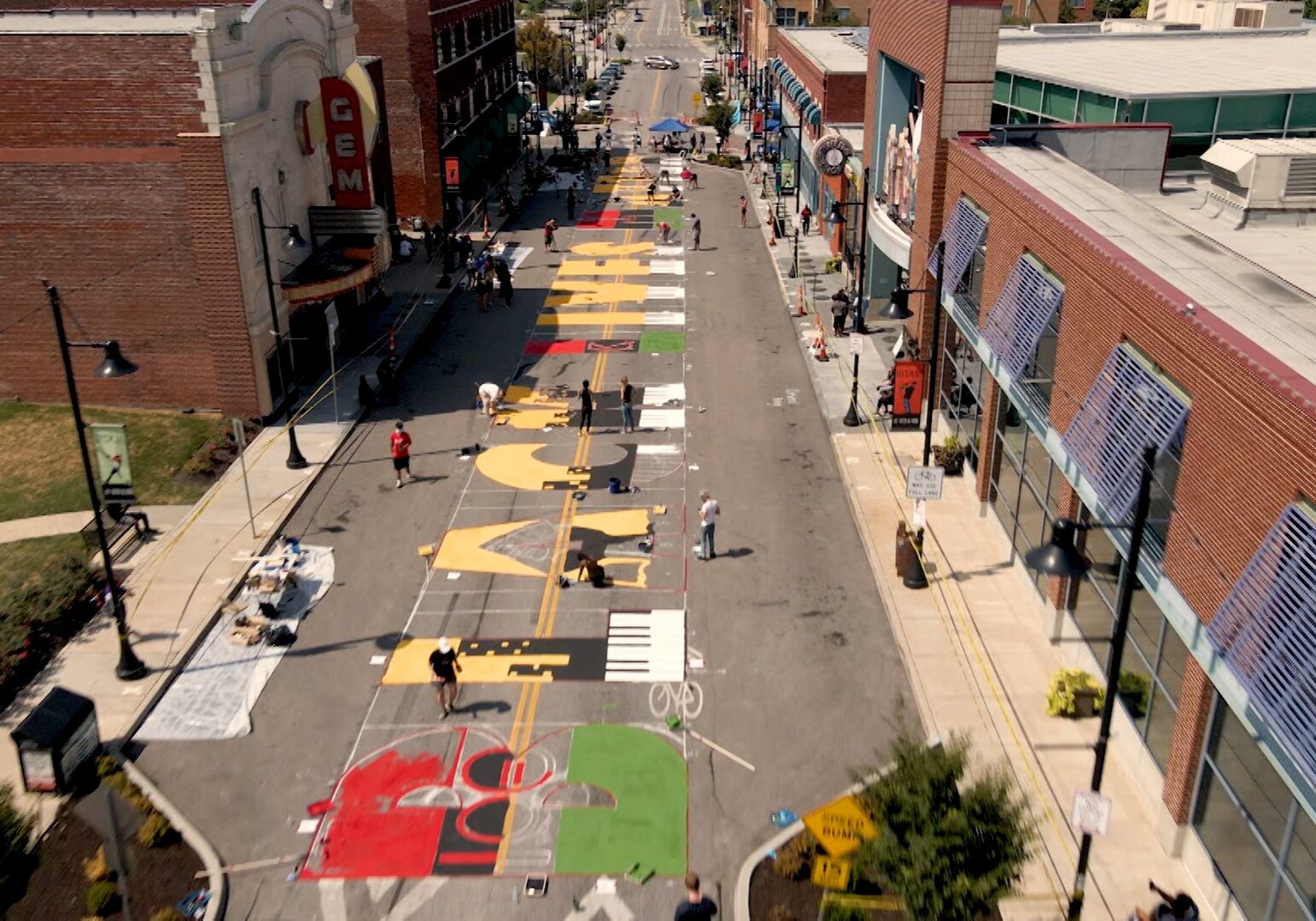 Black Lives Matter mural being created on 18th Street.