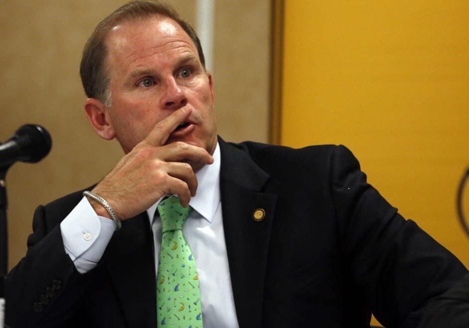University of Missouri President Tim Wolfe, shown in this file photo, resigned this morning after months of tension and protests from campus groups who have been protesting the way Wolfe has dealt with issues of racial harassment during the school year. (Photo: Jeff Roberson | AP)