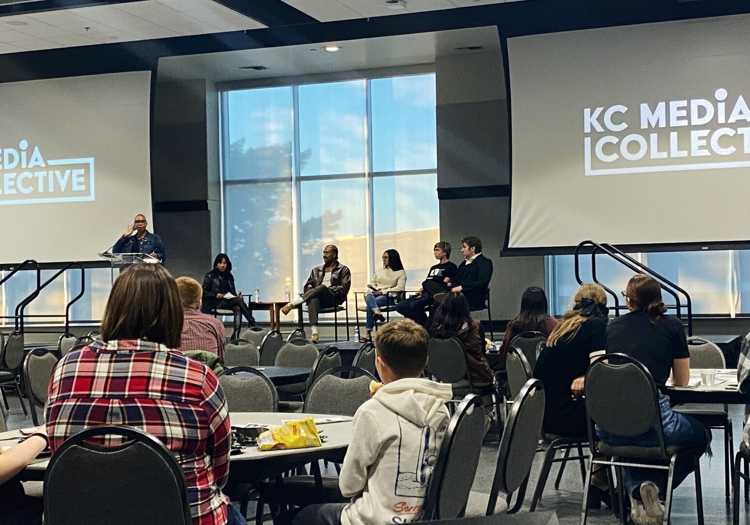 Panelists on stage at "The Politics of Generation Z" event.