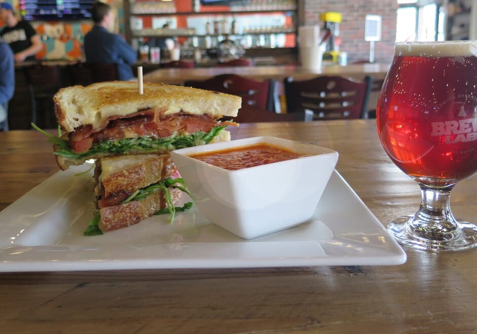 Brew Lab's BLT, tomato soup, and Rosemary Saison