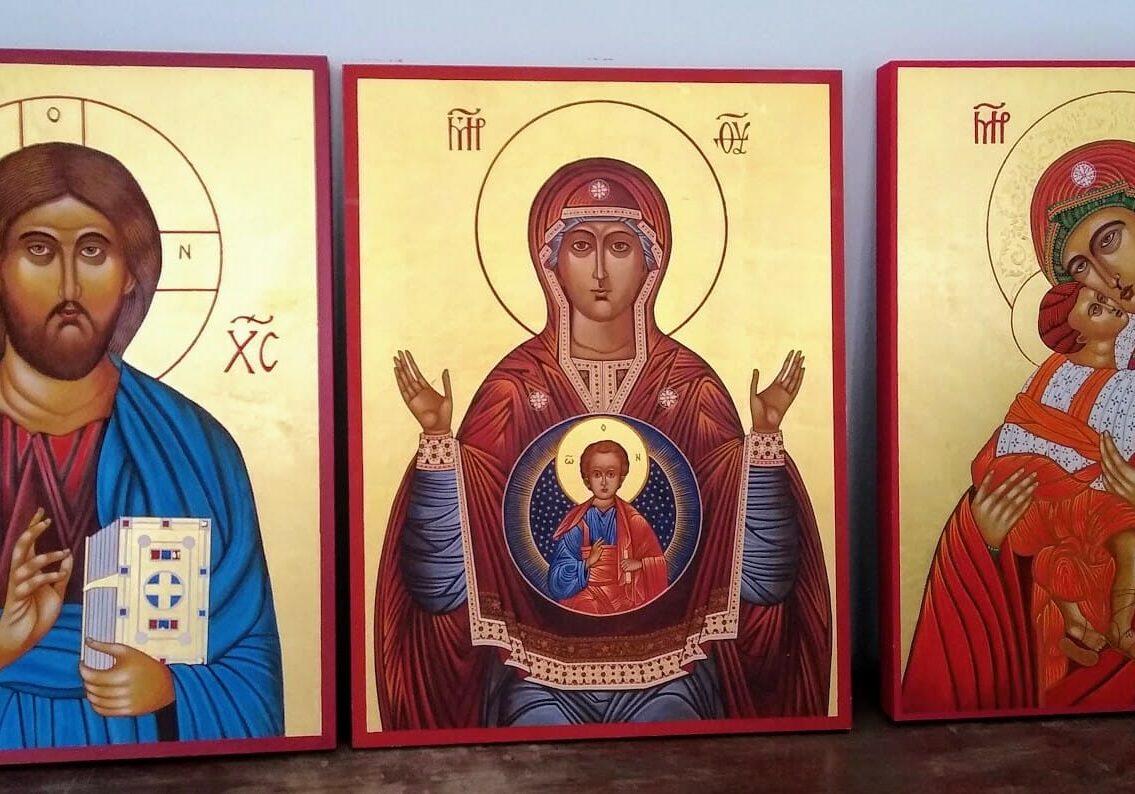 Kansas City artist Tom Dolphens has icons and other works of art displayed in several Kansas City locations. These three icons had been in his home studio but now have been sold to a new owner.