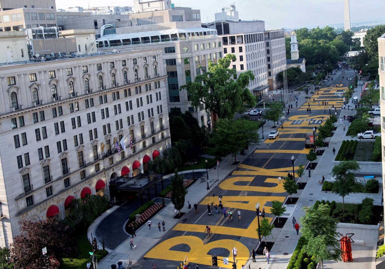 Black Lives Matter painted on the street in Washington