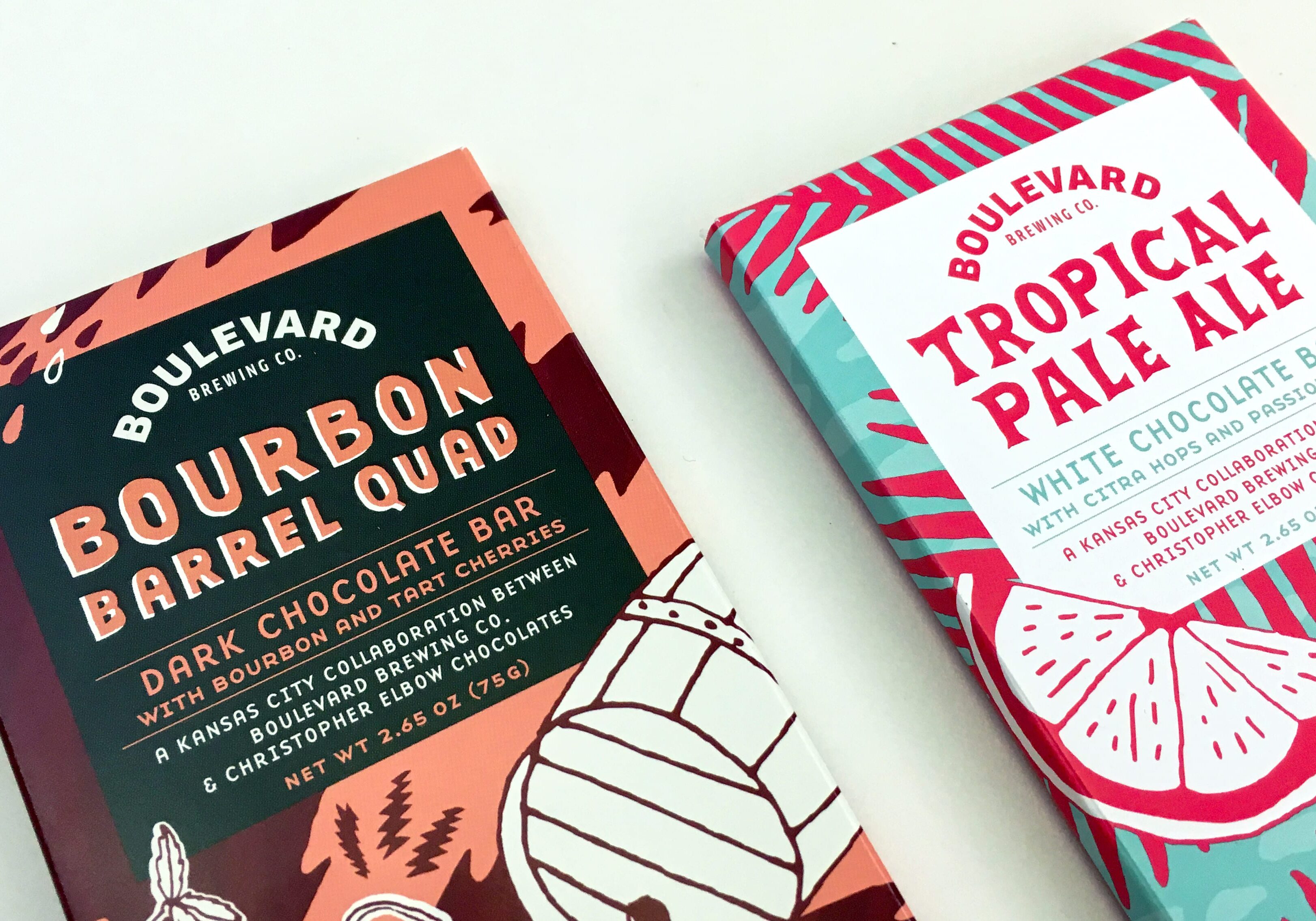 A pair of new Christopher Elbow chocolate bars, inspired by beer, are available in the Boulevard Brewing Co. gift shop.