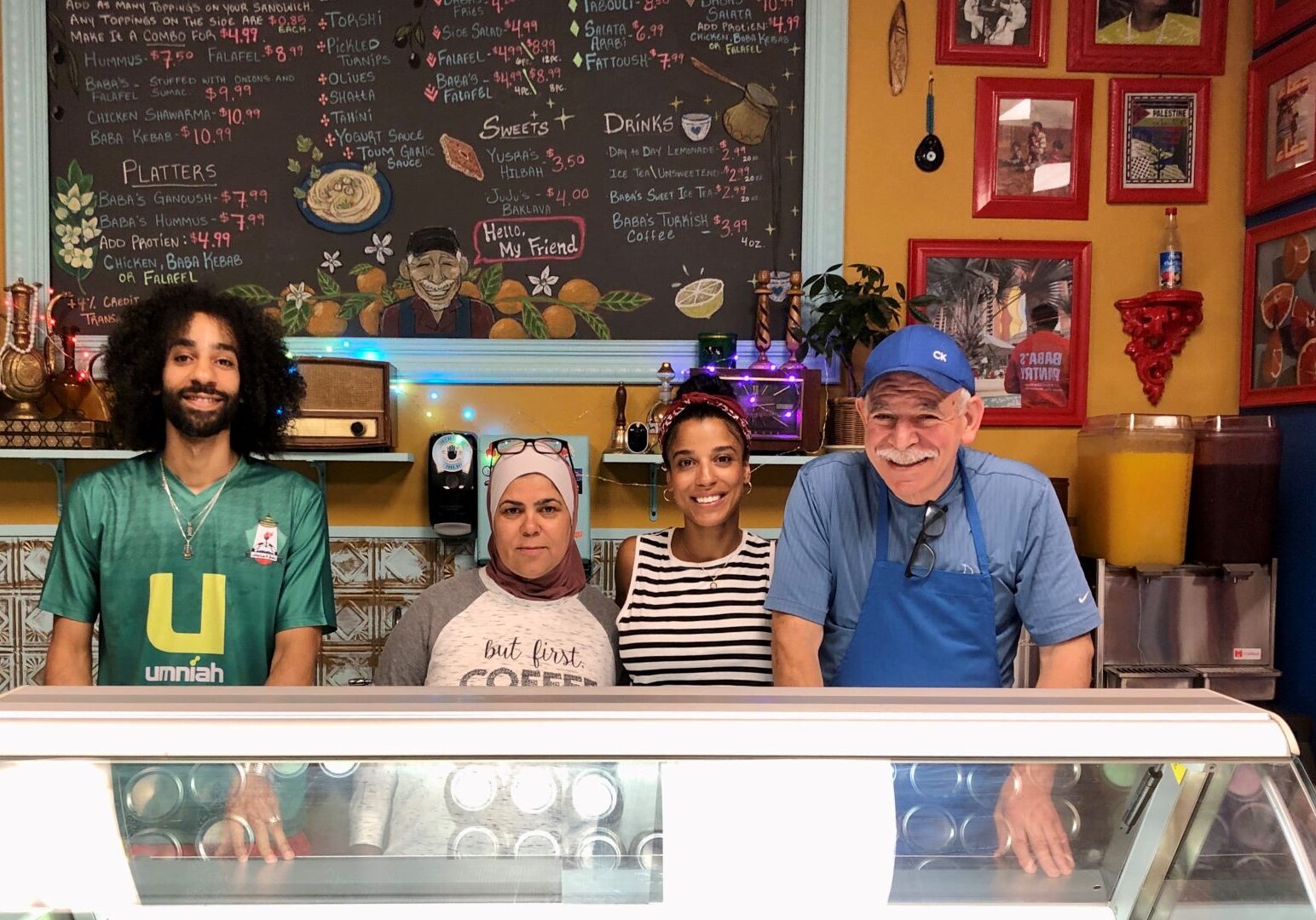 Baba’s Pantry, a Palestinian delicatessen, is Chef Yahia Kamal’s (right) most recent food venture with family: son Omar, wife Yusra and daughter Yasmine. Not picture: Son Kamal Kamal and Hannah Kamal Nsenki.