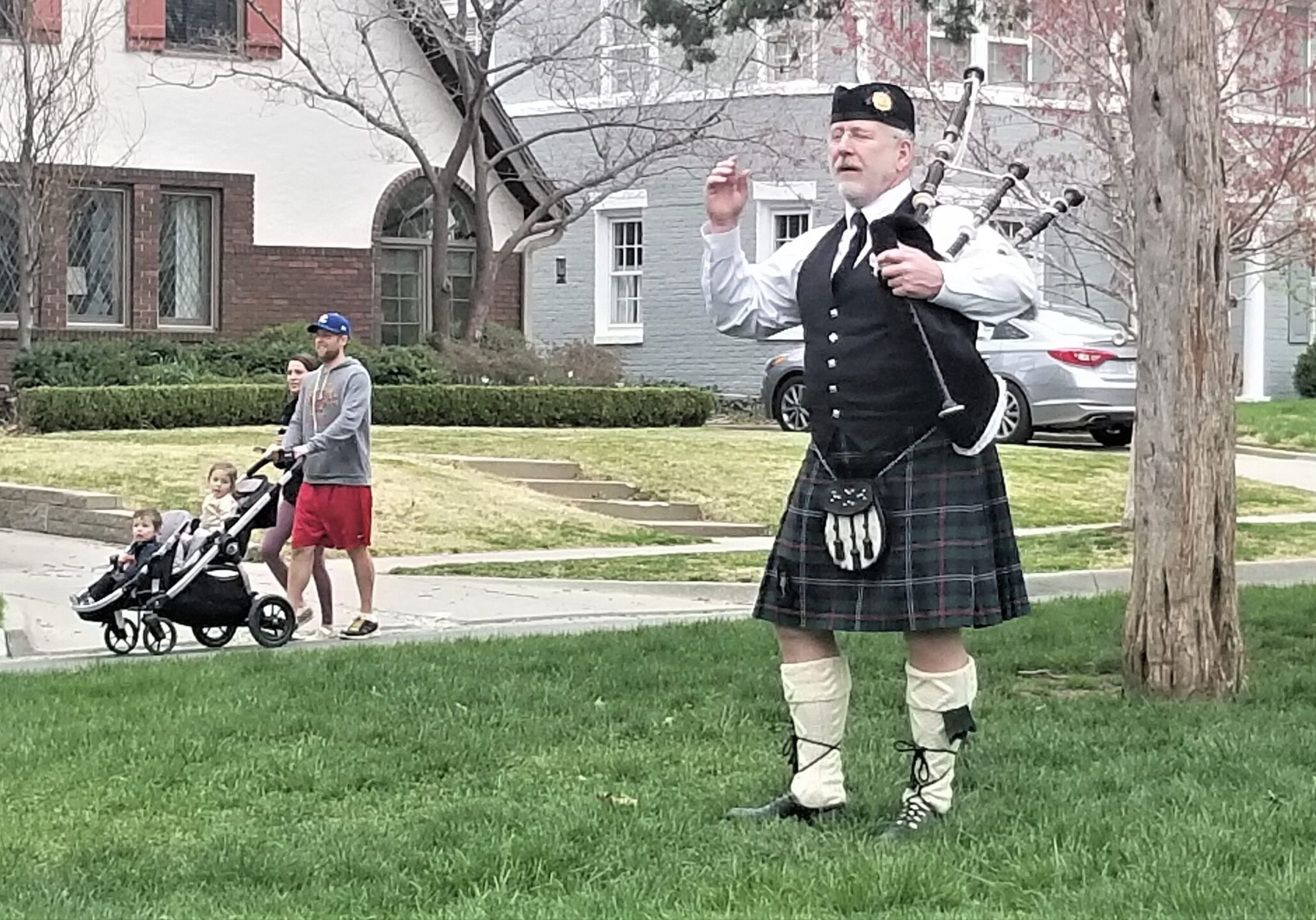 John Tootle playing bagpipes