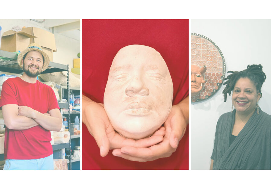 Jonathan Christensen Caballero (left) and Joann Quiñones are two artists and friends who explore complexities of identity within their respective bodies of art. Both use mixed media, such as ceramics and found objects, to explore these themes.