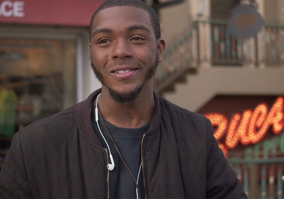 Young African American man with headphones
