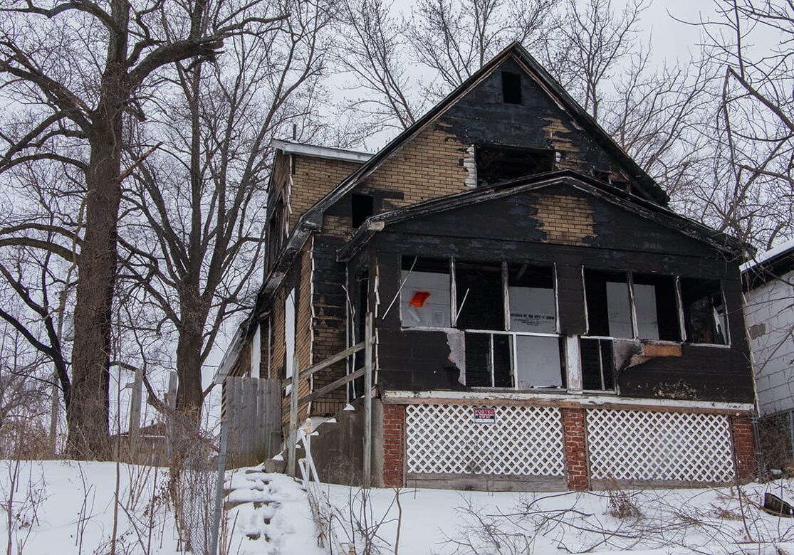 burned out house in blue valley