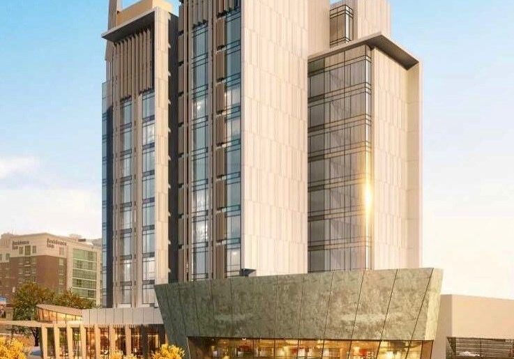 The 13-story Hotel Bravo! project is proposed for a site across Wyandotte Street from the Kauffman Center for the Performing Arts.