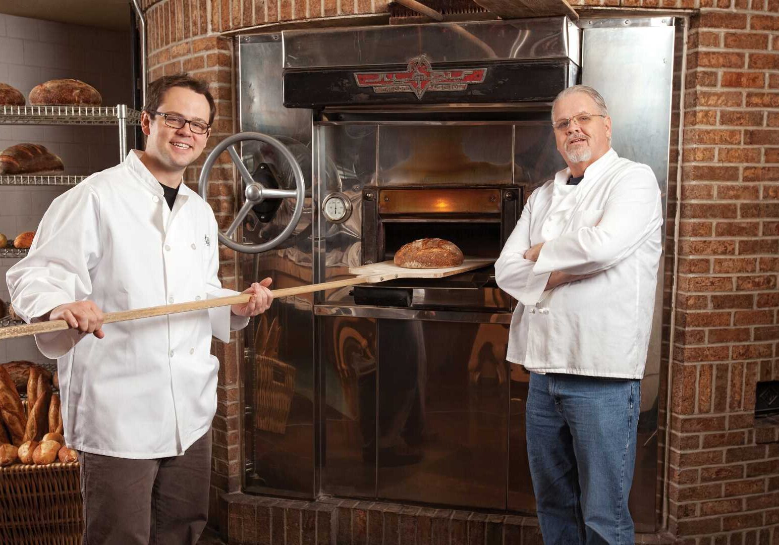 Farm to Market gave Kansas Citians a taste for naturally leavened European-style artisan heath breads. Mark Friend (right) founded Farm to Market Bread Co. in 1993. His son, John, who started working as a driver when he was 16, is now the vice president,