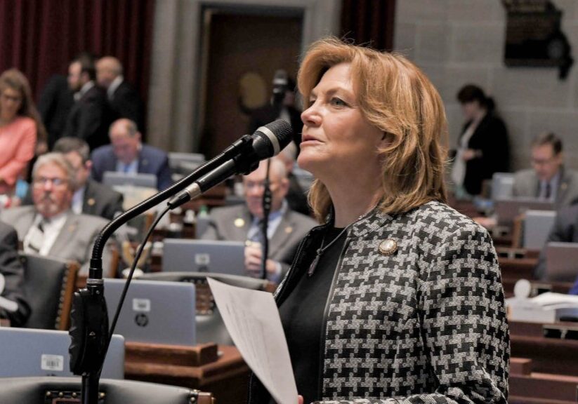 Rep. Brenda Shields. R-St. Joseph, speaks during debate in the Missouri House during the 2021 legislative session.