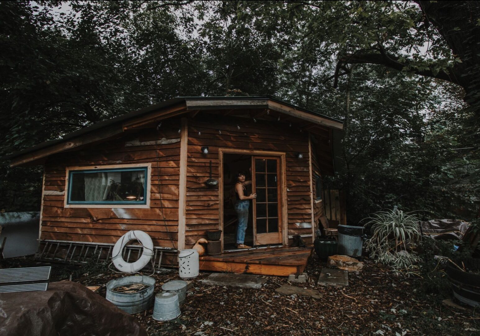 Broomsquire Amanda Lee Lazorchack at the entrance of her workshop.