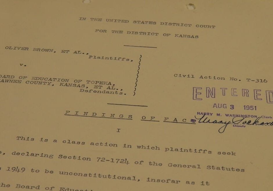 Image of the document of original ruling in the Brown v. Board case.
