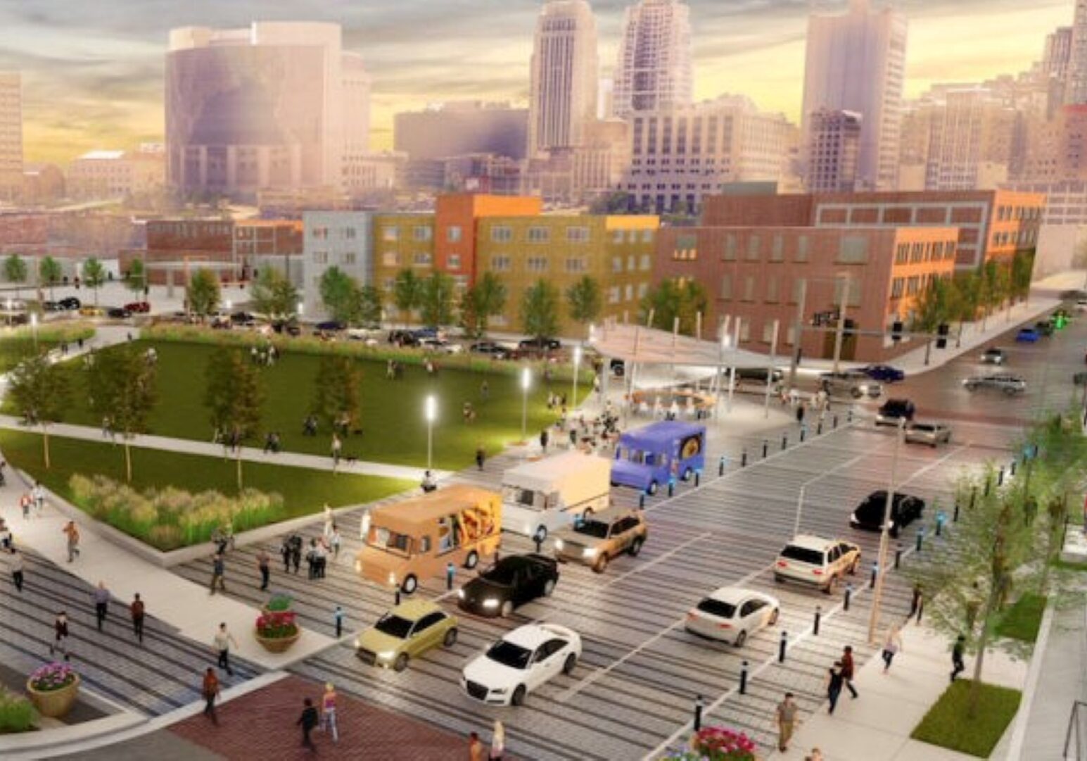 A rendering of how downtown and the River Market could be reconnected if the North Loop was removed.