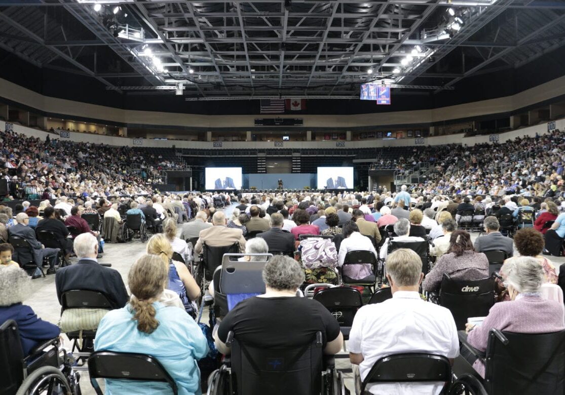 A crowd of people inside an arena