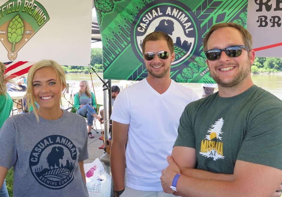 Chloe Burkhead, Alex Gray (Kyle's brother), and brewer Kyle Gray.