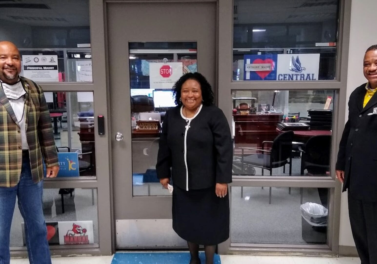 Central High School Principal Anthony Madry, left, depends on the Central Clergy Alliance for help in his schools. The Rev. Faith Allen, center, of Jamison Temple Memorial Church, and Bishop Eric D. Morrison of Kingdom Word Ministries are Alliance members.