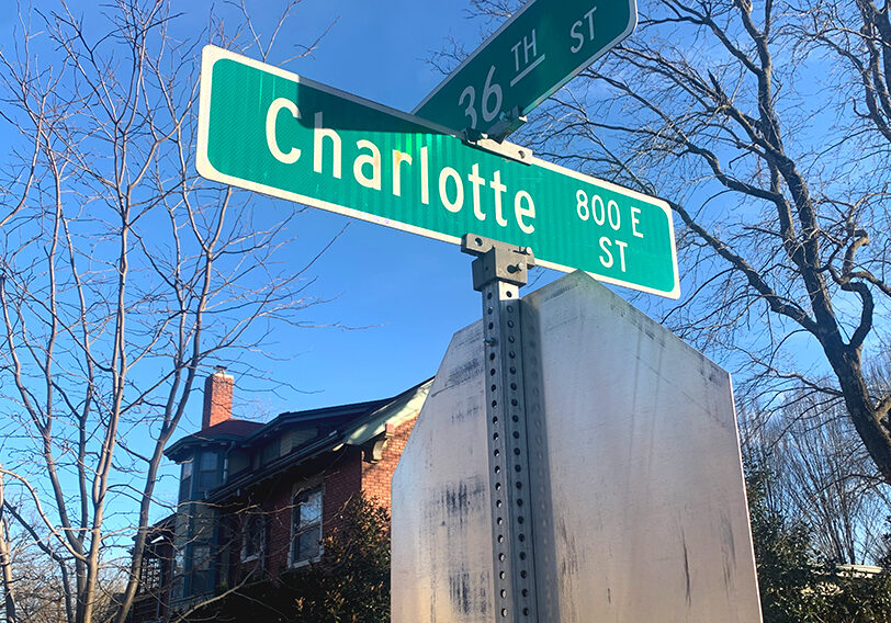 Charlotte Street, the sign pictured here, was named after prominent early KC figure, Charlotte Campbell. Campbell was the wife of John Campbell, and was a descendant of the Duke of Argyll.