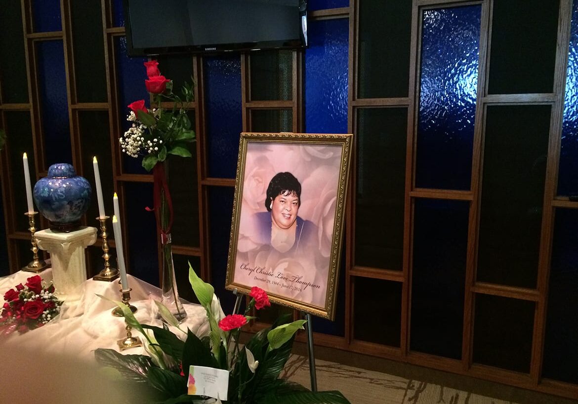 Photo of Cheryl Thompson at her funeral