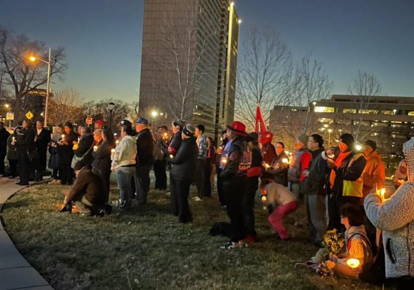 The first of several vigils following the Super Bowl parade mass shooting was held the following day, Feb. 15.
