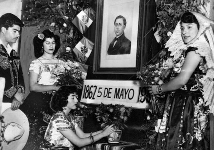 Some experts say Cinco de Mayo celebrations began in California. Pictured at the historic Avila House in 1953 are Miguel Garcia, Margarita Garcia, Virginia Henandez, and Beatrice Aguirre. (Herald-Examiner Collection | Los Angeles Public Library)