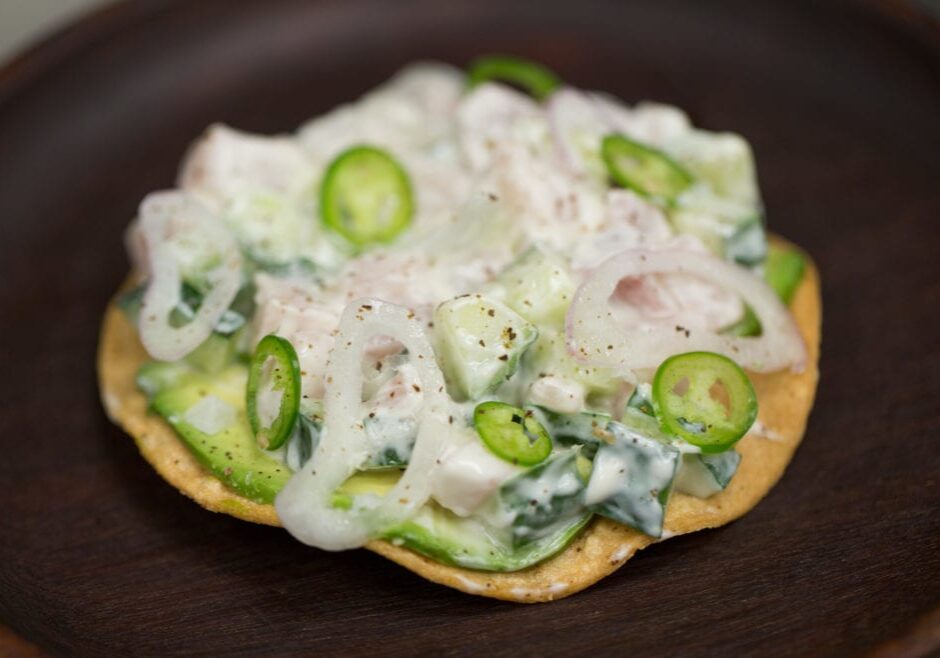 The hamachi tostada at Corvino Supper Club & Tasting Room