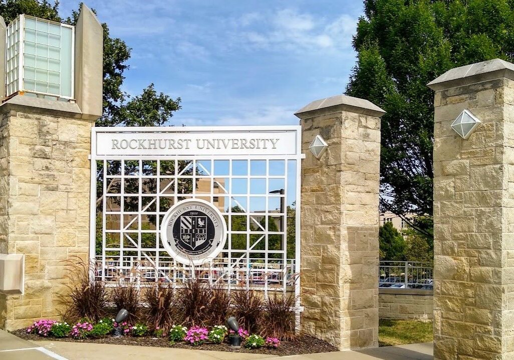 The gates of Rockhurst University.