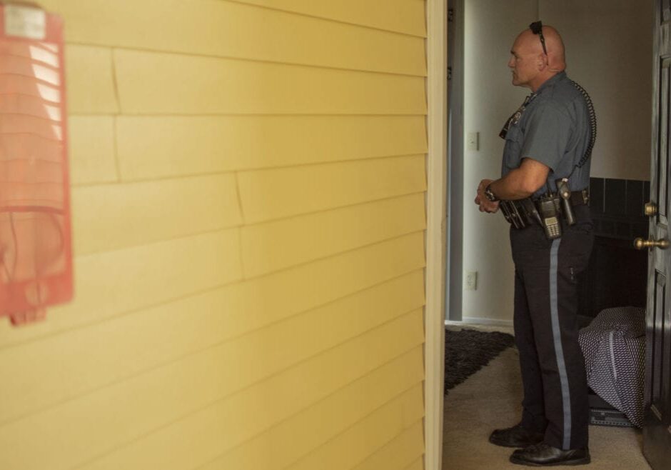 KCPD Officer Michael Bowen responds to a disturbance call.