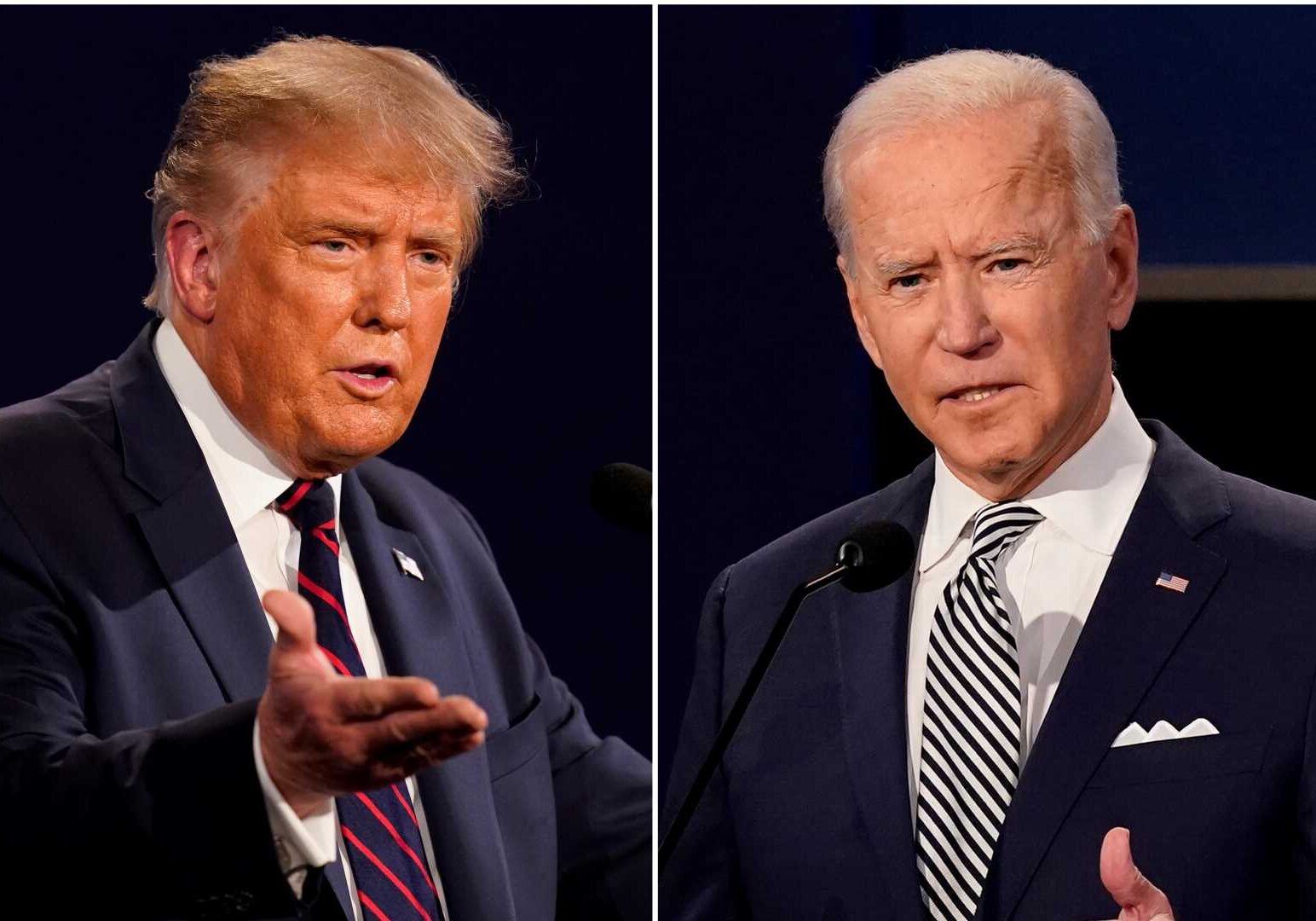 President Donald Trump, left, and former Vice President Joe Biden