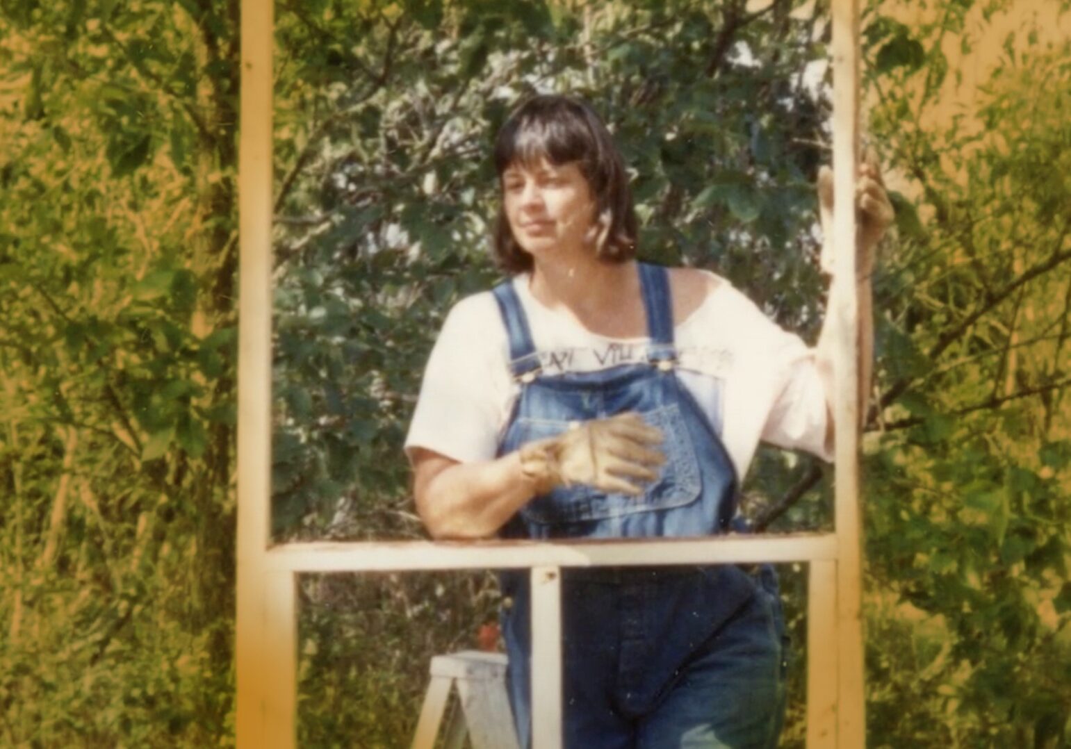 Denslow Brown working on Womyn's Land.