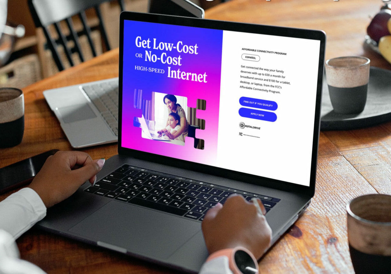 A laptop logged into a program offering internet discounts.