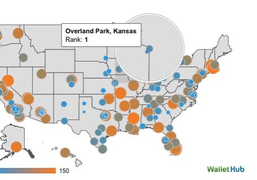 Screenshot of map of ranked cities.