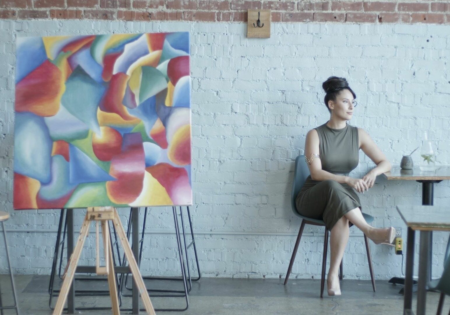 Dulcinea Herrera and her art at Café Corazón.