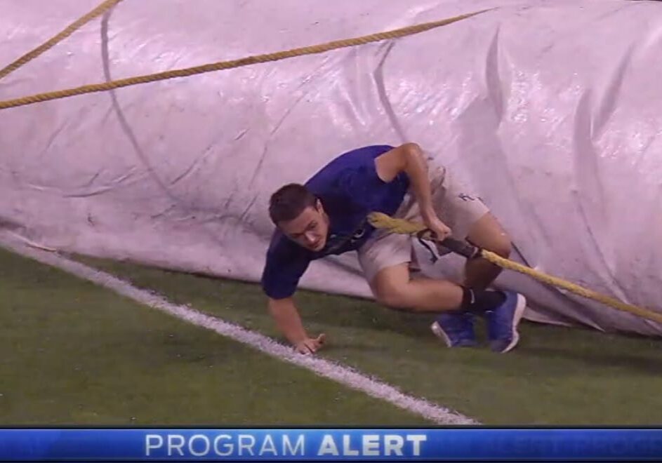 Even ESPN got in on the #tarpkid action. Glad he's okay, though. (Credit: ESPN)