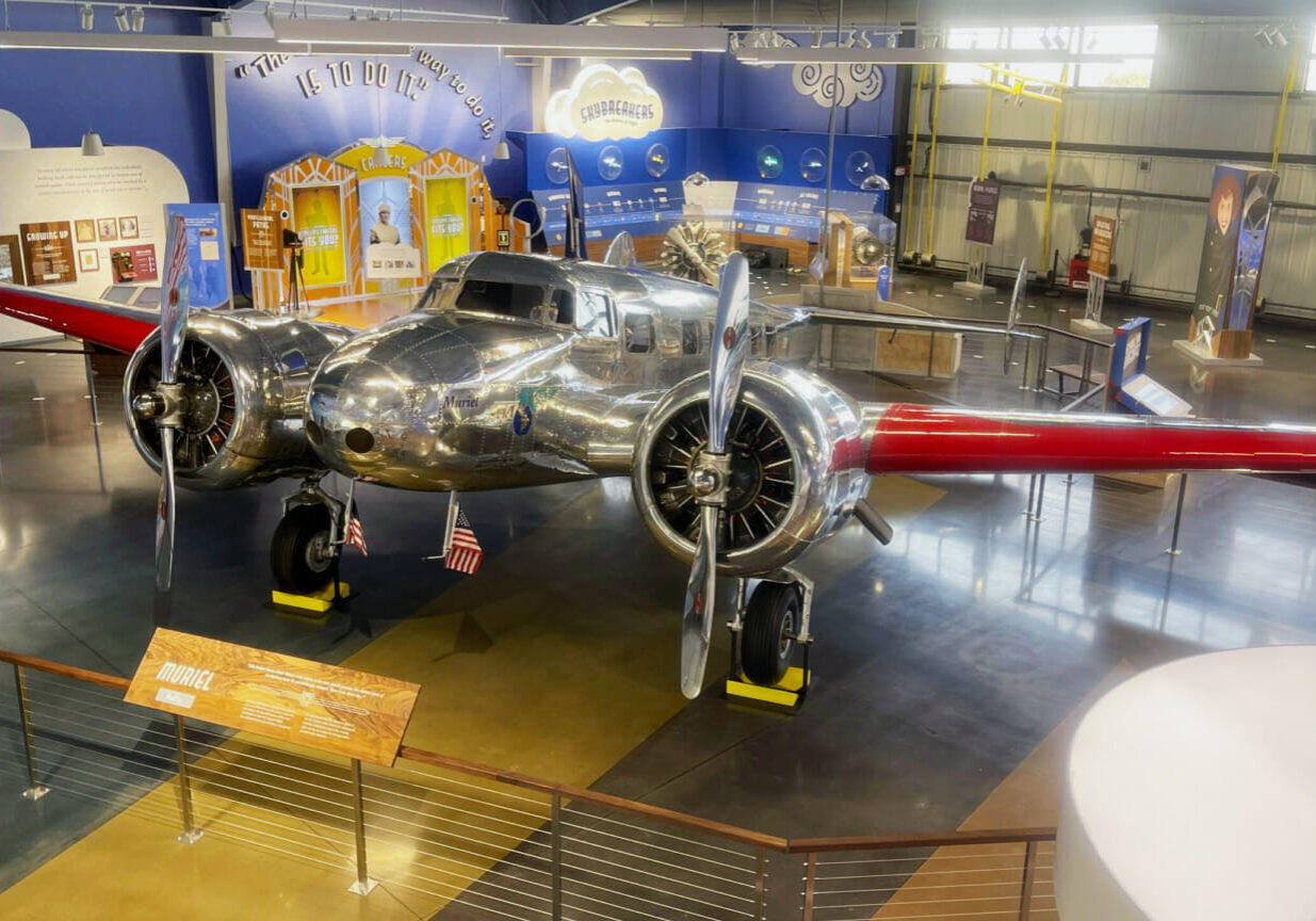 The centerpiece of the new Amelia Earhart Hangar Museum in Atchison is the plane Muriel, named for Earhart’s younger sister, Grace Muriel Earhart Morrissey. The plane is the one remaining Lockheed Electra 10-E, which Earhart piloted on her final voyage.