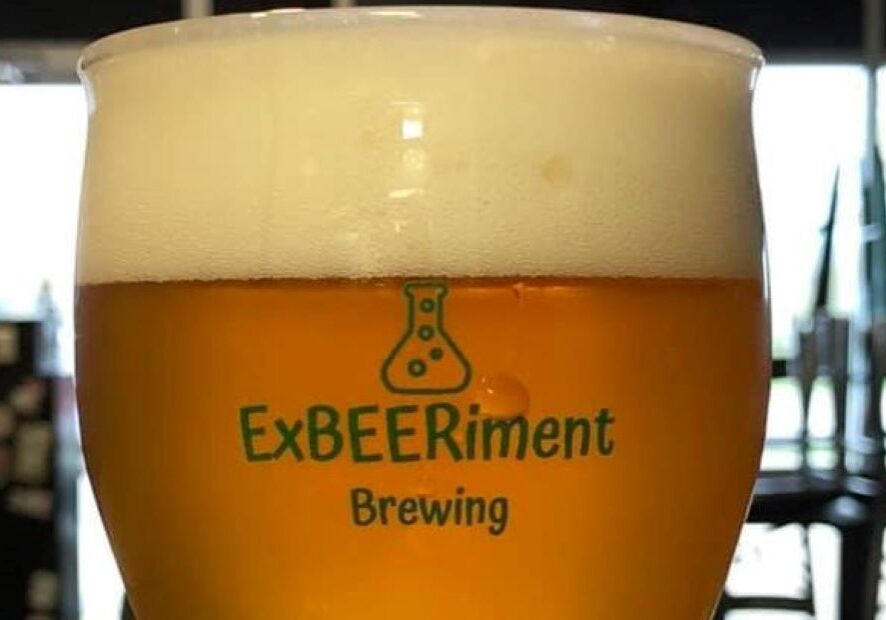 ExBEERiment beer in a glass.