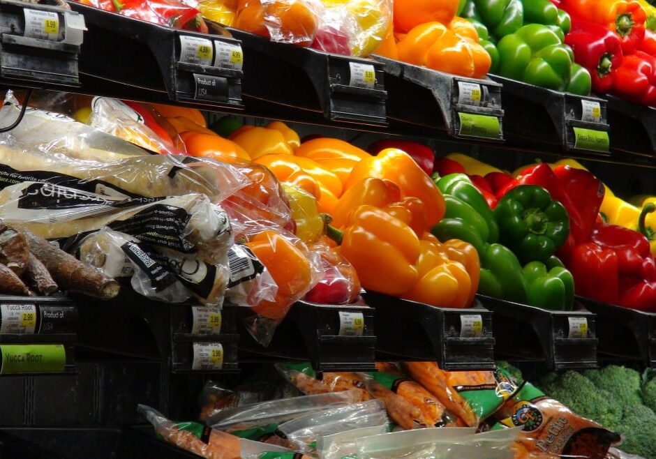 vegetable display at Hen House