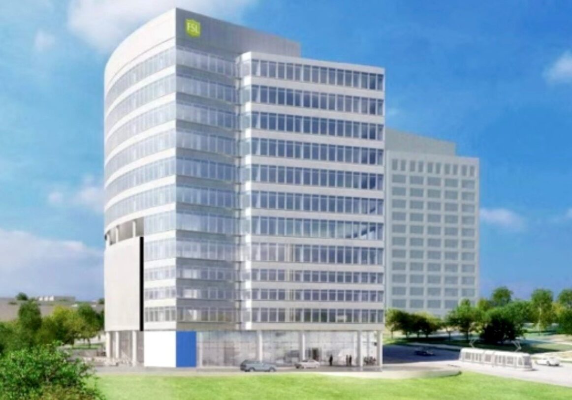 The proposed Fidelity Security Life Insurance tower looking south from Grand Boulevard.