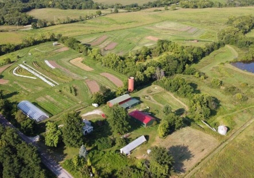 Aerial view of Fair Share Farm in Kearney, Missouri.