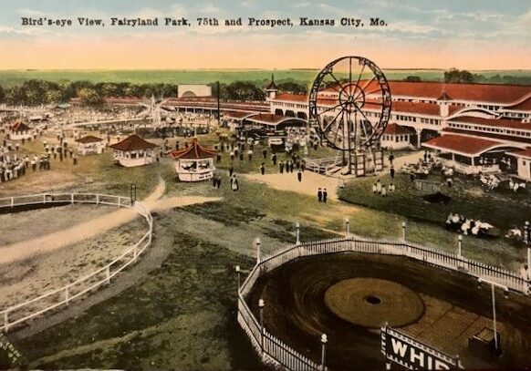 A postcard aerial view of Fairyland Park.