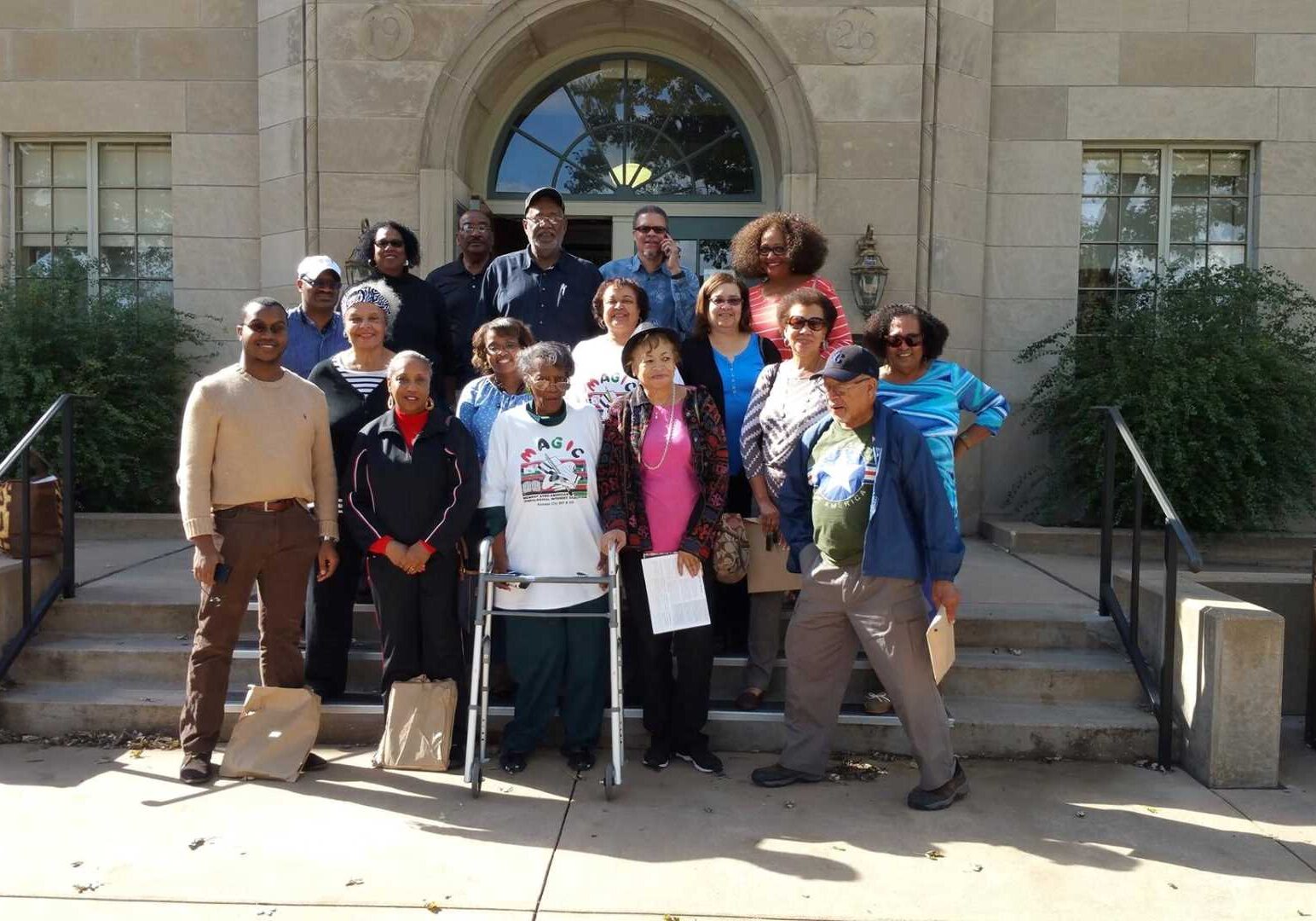The Midwest Afro-American Genealogical Interest Coalition holds monthly meetings and members go on yearly road trips of historical significance. Here is the group at the Brown vs. Brown National Historic Site in Topeka.