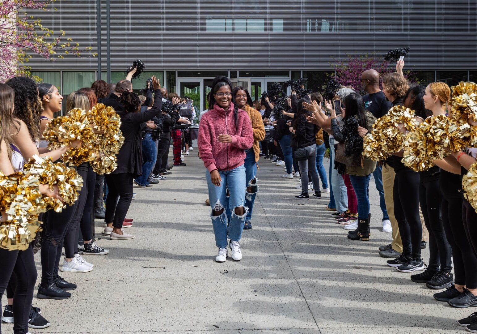 Students and staff at North Kansas City High School celebrate the new cohort of KC Scholars.