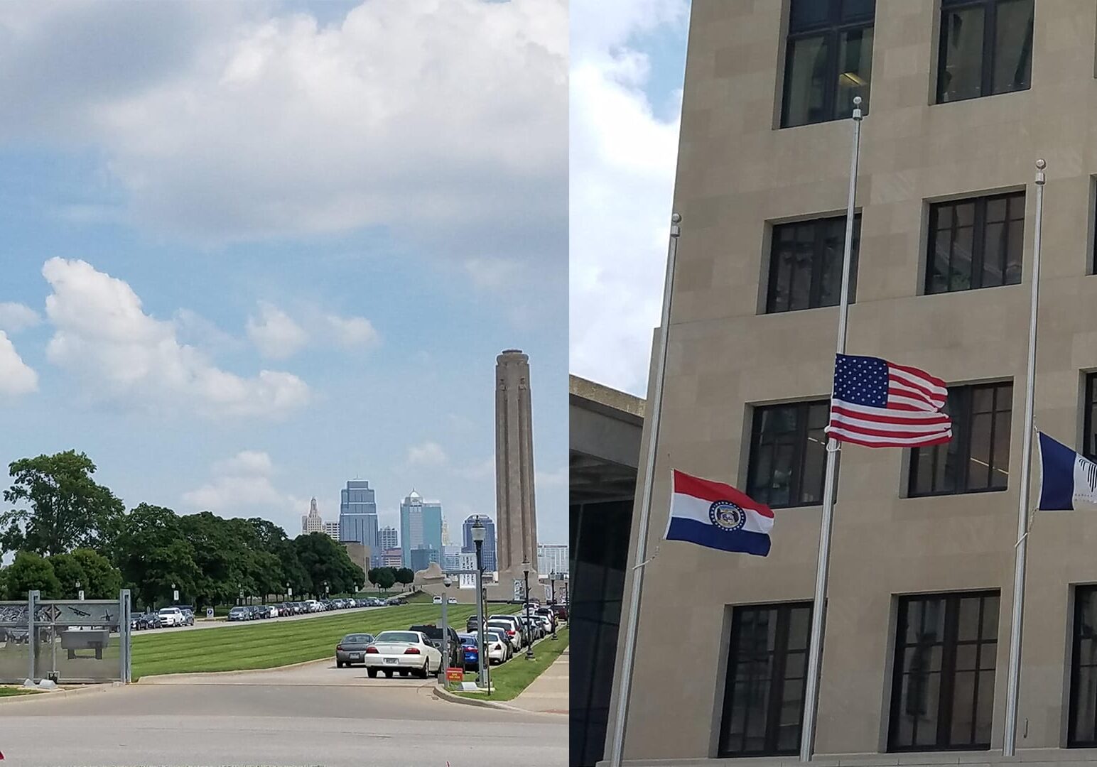 Flags in various positions